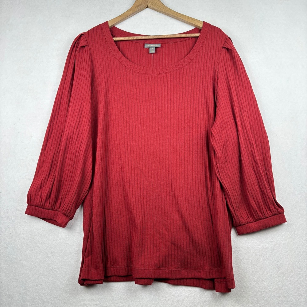 Style Co Top Womens 3X Puff Sleeve Knit Relaxed Fit NWT
